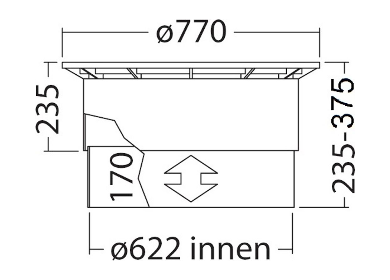 Telescopische afdekking 235-375 mm - Belastbaar tot 1500 KG - Overrijdbaar (personenwagens)