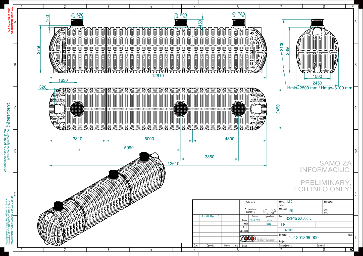 Technische tekening Roterra watertank 60000L