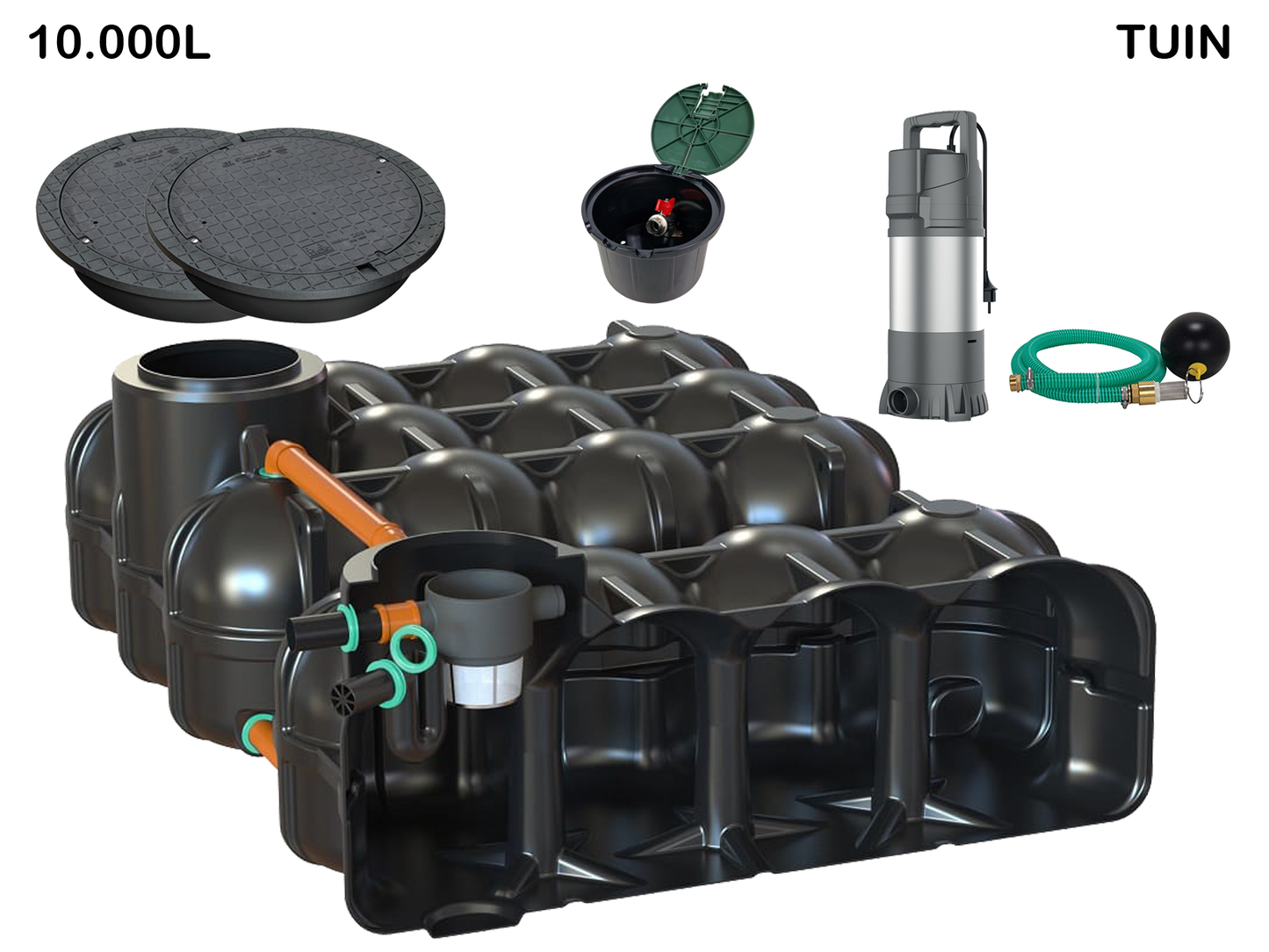 Regenwater pakket 10.000L - Tuin