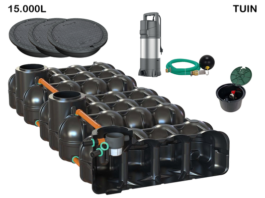 Regenwater opvangsysteem 15000L tuinpakket compleet