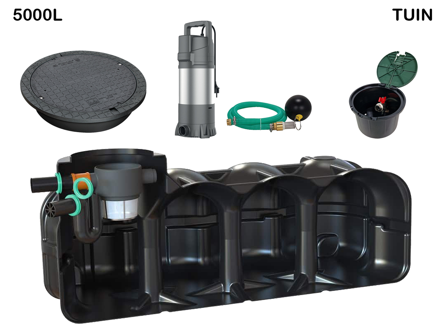 Regenwater opvangsysteem 5000L tuinpakket compleet
