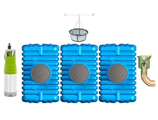 Regenwater tank 9000L (3x3000L) + Accessoires