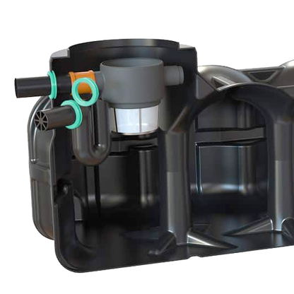 Ingebouwde filtermand en overloopsifon Hudson regenwaterput