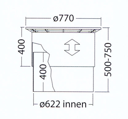 Couvercle télescopique 500-750 mm – Jusqu’à 3500 kg