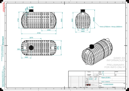 Technische tekening Roterra watertank 25000L