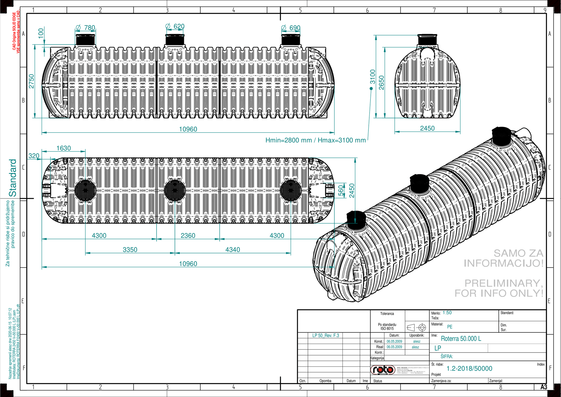 Technische tekening Roterra watertank 50000L
