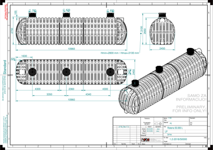 Technische tekening Roterra watertank 50000L