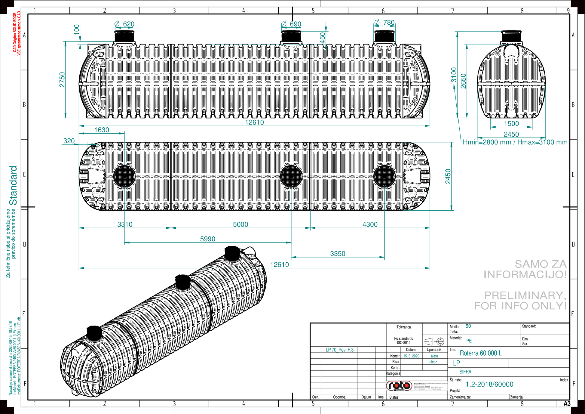 Technische tekening Roterra watertank 60000L