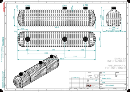 Technische tekening Roterra watertank 60000L