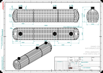 Technische tekening Roterra watertank 65000L