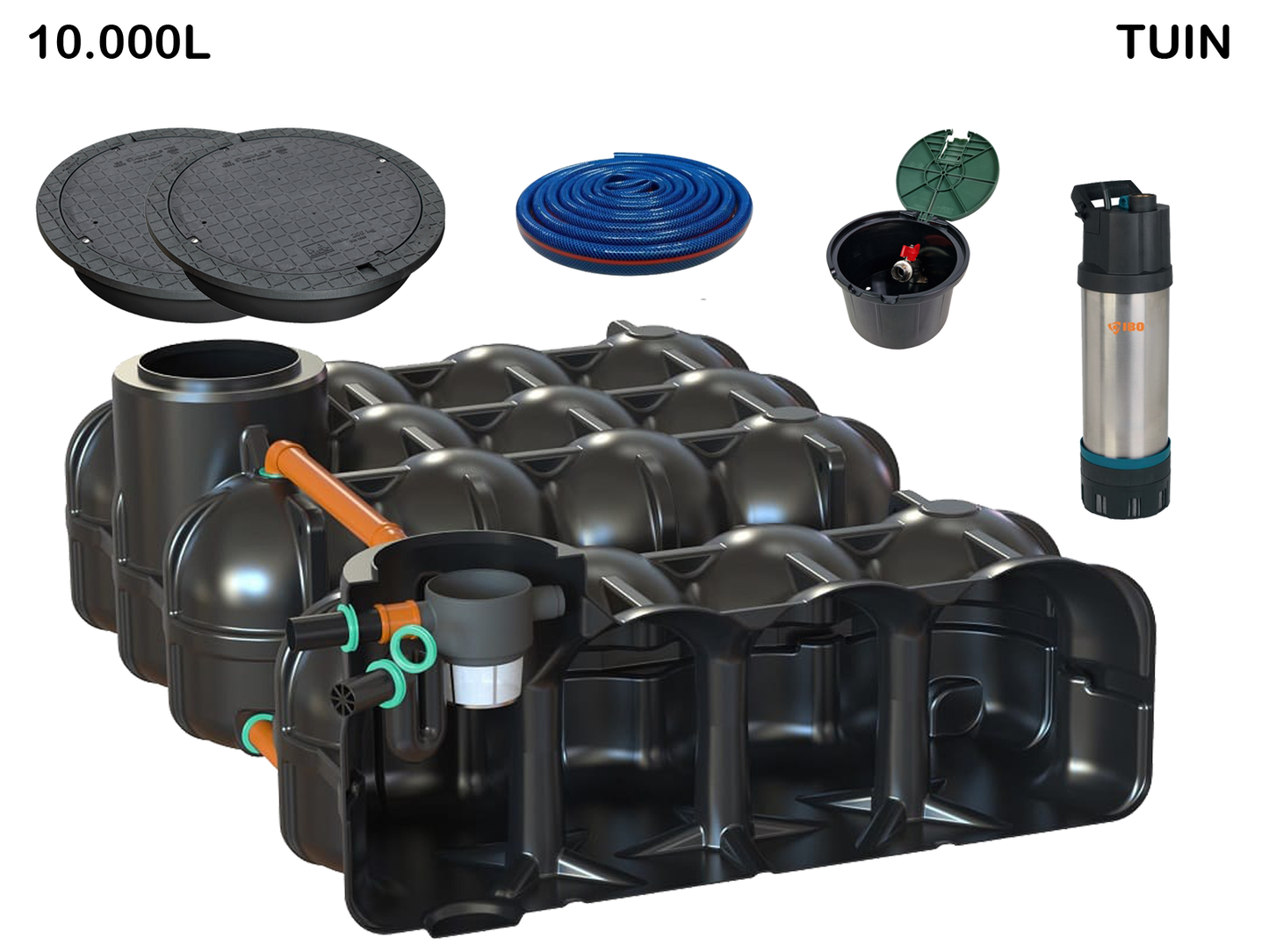 Kit complet de récupération d'eau de pluie 10 000 L - Jardin 