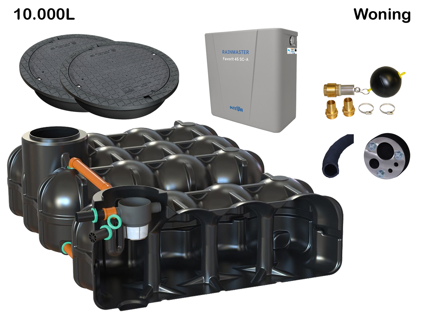 Regenwater opvangsysteem 10000L woningpakket compleet