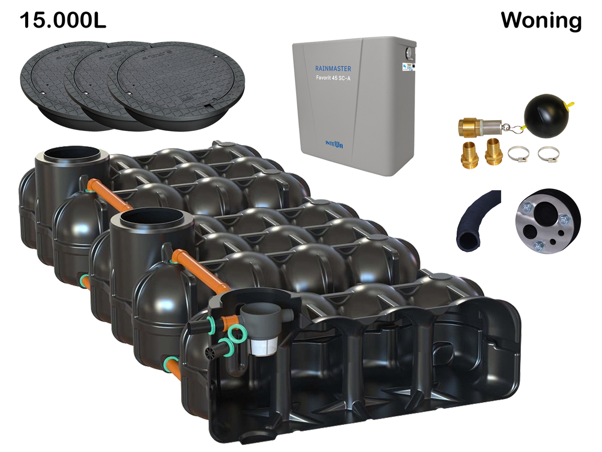Regenwater opvangsysteem 15000L woningpakket compleet