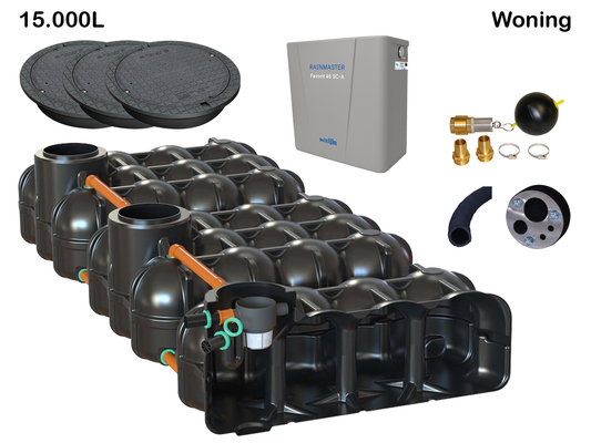 Regenwater opvangsysteem 15000L woningpakket compleet