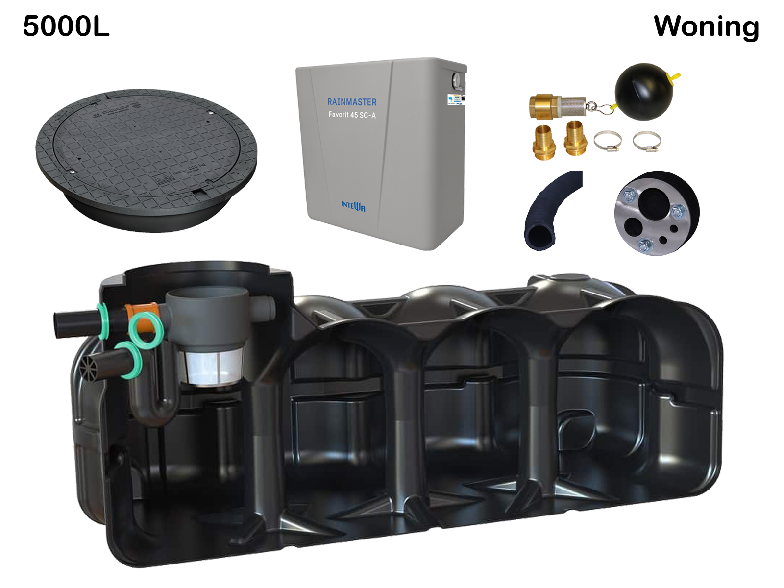 Regenwater opvangsysteem 5000L woningpakket compleet